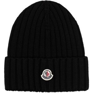 MONCLER Ribbed Knitted Wool Beanie Hat